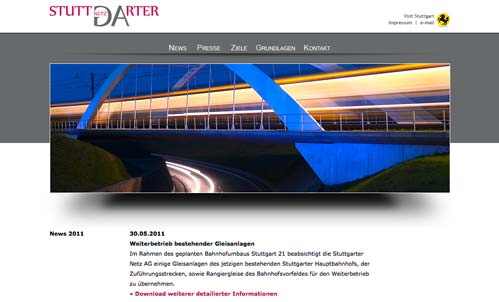 Webseite der Stuttgarter Netz AG