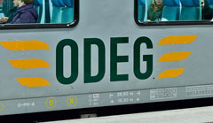 ODEG-Logo auf einem von den ÖBB angemieteten CityShuttle-Wagen; Aufnahme: Bodo Schulz